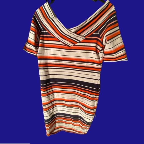 SOLDFrench Connection striped, stretch body con midi dress s10. - Picture 2 of 4